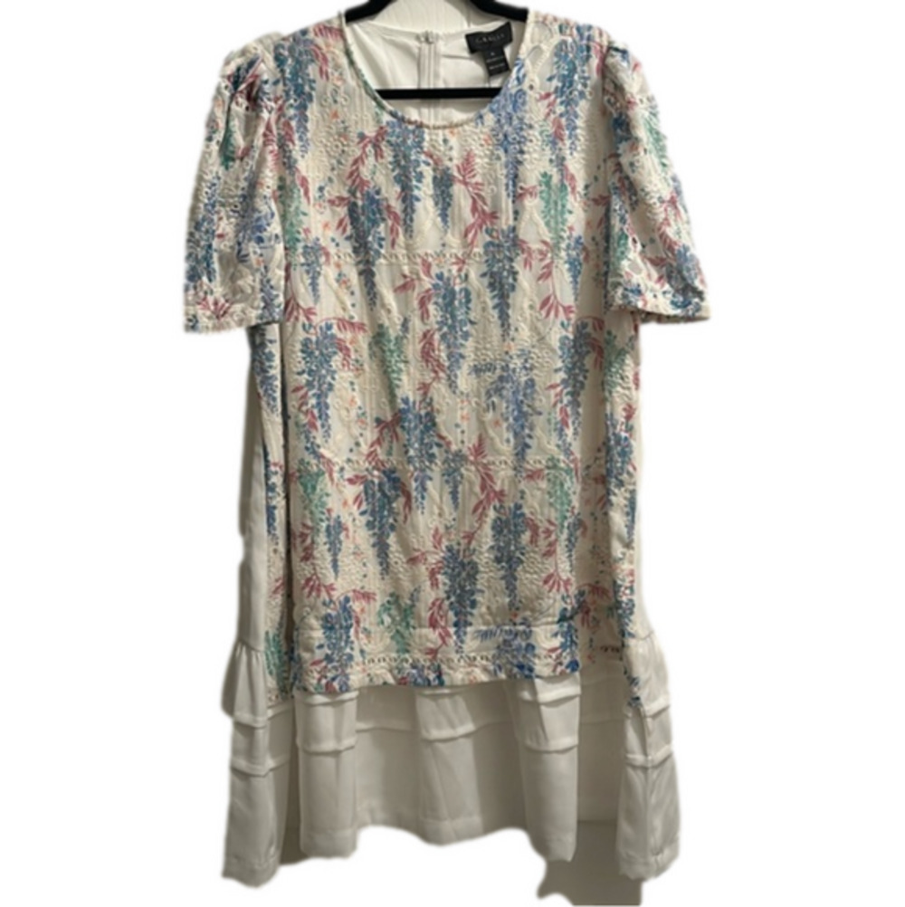 Gracia floral overlay white dress